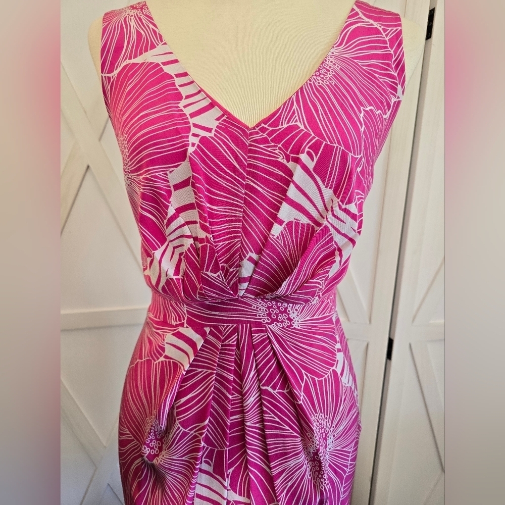 Armani Exchange Women's Pink/White Floral Sleeveless Silk Dress